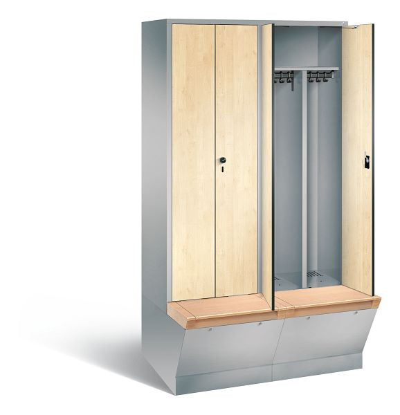 C+P Schwarz-Weiss-Spind Evolo, H2090xB1190xT815mm, Farbe: Weißaluminium / Dekor Donau-Ahorn, 48056-40 S10408