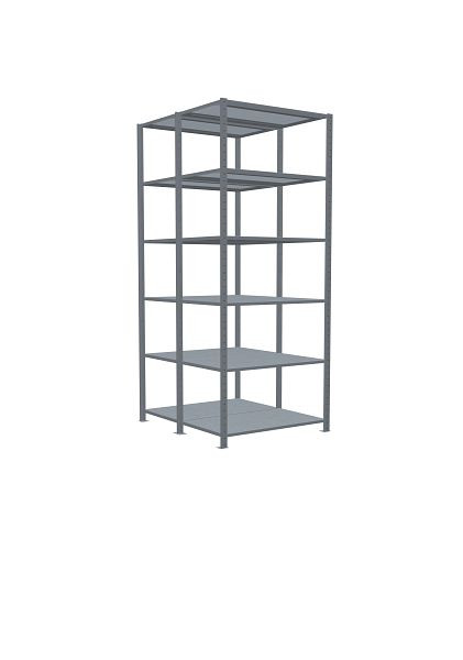 Schulte Grundregal, Steck-Doppelregal MULTIplus250, 2500 x 1000 x (2x600) mm, 2x6 Fachböden, Längenriegel, verzinkt, 17961