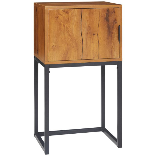 HOMCOM Konsolentisch im Industriedesign, Beistelltisch, Sideboard, 1 Schrank, Braun + Schwarz, 837-362V00ND