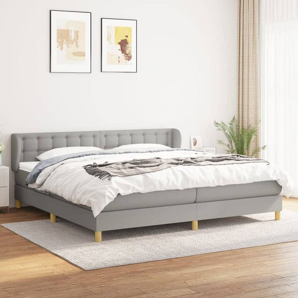 vidaXL Boxspringbett mit Matratze Hellgrau 200x200 cm Stoff, 3127149