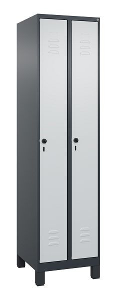 C+P Umkleidespind Classic PLUS, Füße, 2 Abteile, 1950x500x500mm, 7016/7035, Drehriegel, 080010-29 S10013