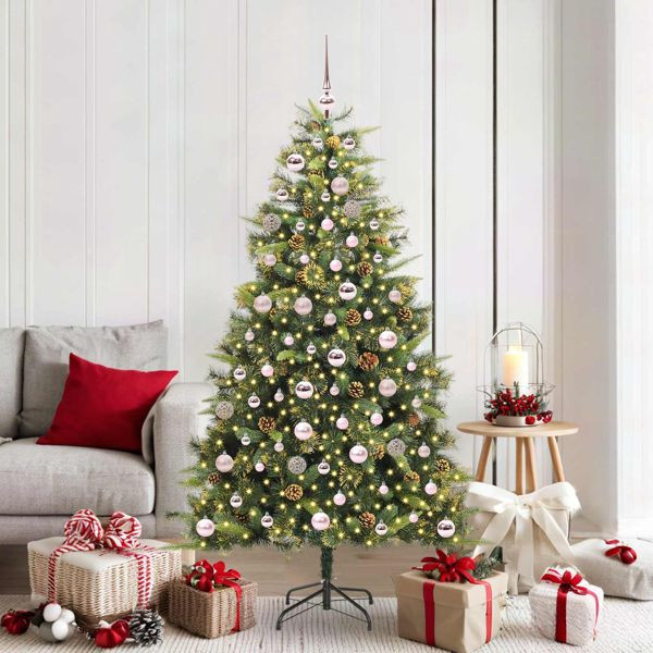 vidaXL Künstlicher klappbarer Weihnachtsbaum mit Tannenzapfen 180 cm, 3395091