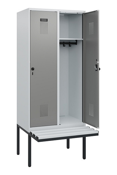 C+P Spind Evolo PLUS, 2 Abteile, 1950x800x815mm, 7035/0004, Drehriegel, Sitzfläche Kunststoff, 0490405-22 S10068