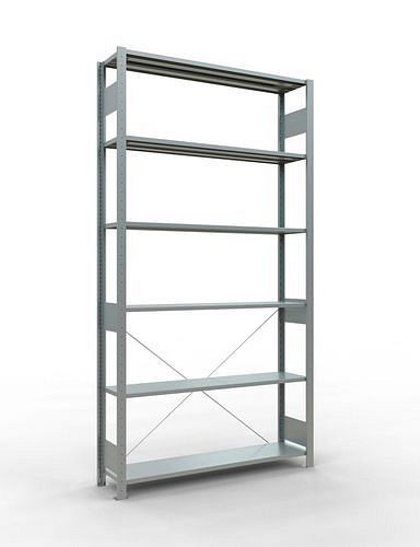 Schulte Fachbodenregal, Grundfeld, 6 Lagerebenen, Kreuzstrebe, Fachlast 150 kg, 1360 x 336 x 2500 mm, 278709