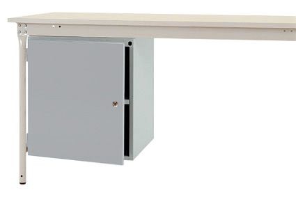 Manuflex Gehäuse-Unterbau stationär, Nutzhöhe 500 mm mit 1 Tür und Einlegeboden, für Tischtiefe 800 mm, Alusilber, ZB4953.9006