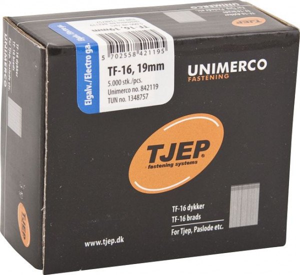 TJEP TF16 19mm Brads, verzinkt Box 5.000 Stück, Brads und Stifte, 842119