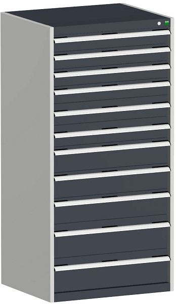 bott cubio Schubladenschrank bestückt mit 11 Schwerlastschubladen BxTxH: 800 x 750 x 1600 mm, RAL 7035/7016, 40028042.19V