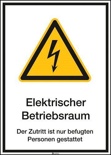 DENIOS Kombischild "Elektr. Betriebsraum", ISO 7010, Aluminium, 265 x 370 mm, VE: 5 Stück, 266765