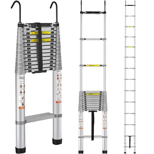 VEVOR 5,54m Teleskopleiter Rutschfester Klappleiter 112x49x8,5cm, SSLTQ185190KGN6RJV0