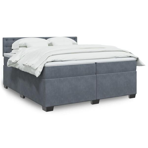 vidaXL Boxspringbett mit Matratze Dunkelgrau 200x200 cm Samt, 3286415
