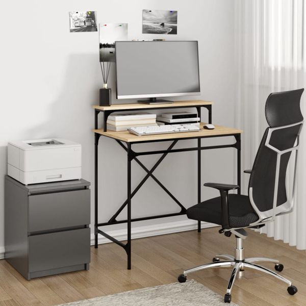 vidaXL Schreibtisch Sonoma-Eiche 80x50x90 cm Holzwerkstoff und Eisen, 826705