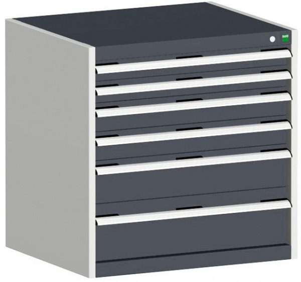 bott cubio Schubladenschrank bestückt mit 6 Schubladen BxTxH: 800 x 525 x 800 mm, RAL 7035/7016, 40012097.19V