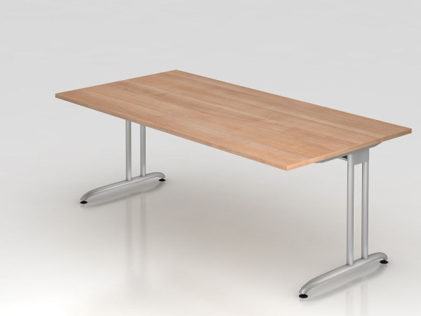 Hammerbacher Schreibtisch C-Fuß 200x100cm Nussbaum, Arbeitshöhe 72 cm, VBS2E/N/S