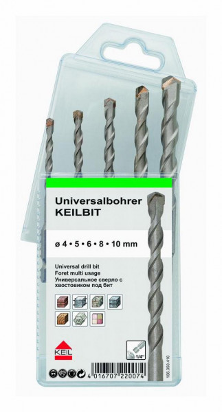 KEIL Schlagbohrer Sortiment Universalbohrer KEILBIT MultiPack 5-teilig Ø 4,0+5,0+6,0+8,0+10,0 mm, A1.166.350.410