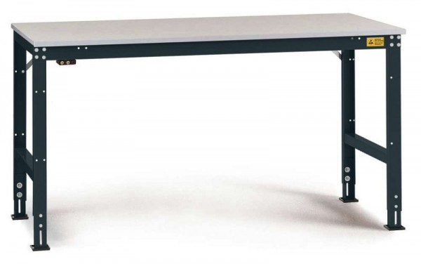 Manuflex ESD-Arbeitstisch UNIVERSAL Standard Grundtisch mit Kautschukplatte, BxTxH = 1000 x 600 x 760-870 mm, Anthrazit, LU4003.7016