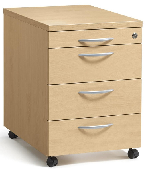 Deskin Rollcontainer MULTI M, Buchedekor, B 435 x H 590 x T 600 mm, 3 Schübe, 290665