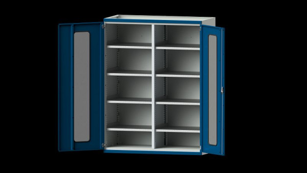 ANKE Werkbänke Schwerlastschrank, Modell 401, 1485 x 690 x 1950 mm, Sichtausschnitt aus Plexiglas, RAL 7035/5010, 621.039
