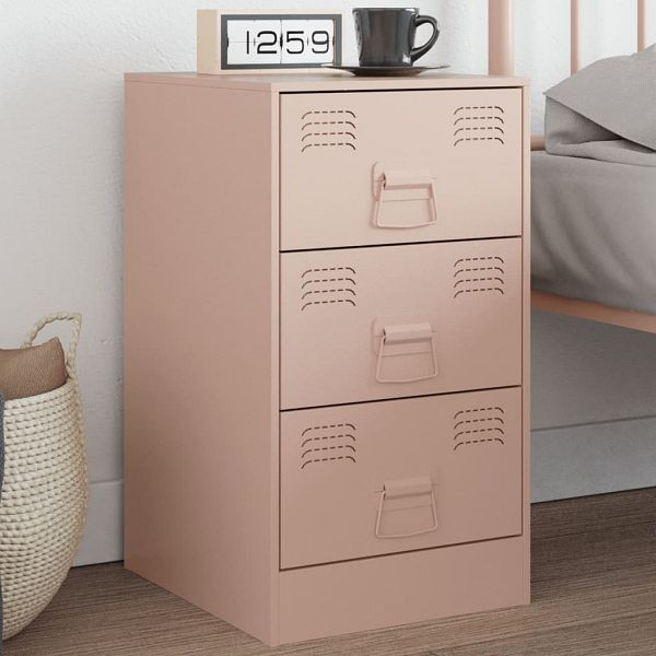 vidaXL Nachttisch Rosa 34,5x39x62 cm Stahl, Material: Kaltgewalzter Stahl, 841777