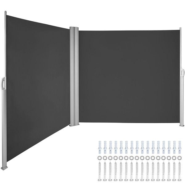 VEVOR Terrassen Windschutz 180 x 600 cm schwarz Rollo Seitenmarkise einziehbar für den privaten oder gewerblichen Gebrauch, ZYPF180X600CMBK01V0