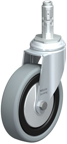 Blickle LKRA-VPA 126G-11-FA-E12 Apparate-Lenkrolle mit Expander, Vollgummi, Grau, 681007