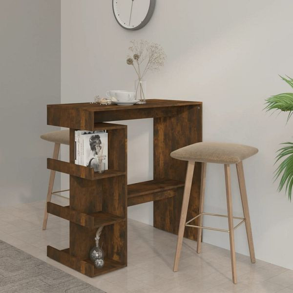 vidaXL Bartisch mit Regal Räuchereiche 100x50x101,5 cm Holzwerkstoff, 812960