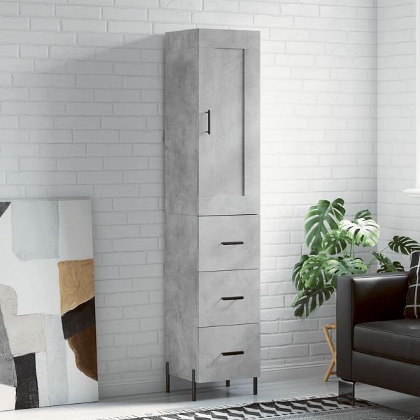 vidaXL Highboard Betongrau 34,5x34x180 cm Holzwerkstoff, 3200205