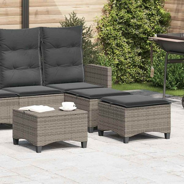 vidaXL Gartenhocker mit Kissen 2 Stk. Grau 55x55x36 cm Poly Rattan, 4108248