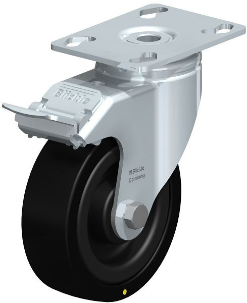 Blickle LKPA-VPA 101K-FI-EL Apparate-Lenkrolle mit Anschraubplatte & Feststeller, Vollgummi, Schwarz, 292771
