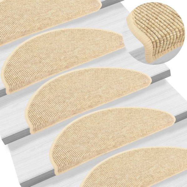 vidaXL Treppenmatten Selbstklebend Sisal-Optik 15 Stk. 65x21x4cm Beige, 326903