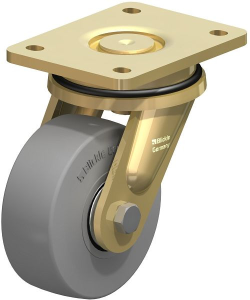Blickle LS-SE 125K-SG Stahlgeschweißte Schwerlast-Lenkrolle, schwere Drehkranz-Ausführung, Elastik-Vollgummi, Grau, 615971