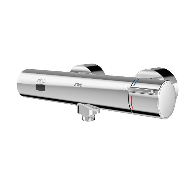 KWC Thermostatbatterie, F5, elektronische Zeitsteuerung, Wandbatterie, Messing poliert verchromt, 6 V Batterie, 3600004013