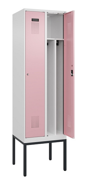 C+P Spind Evolo PLUS, Gestell, 2 Abteile, 2120x600x500mm, 9016/3015, Verschluss Zylinderschloss, 0490307-20F S10045