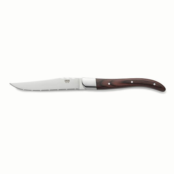 WAS Steakmesser Set CARLOS, mit rotem Pakkaholzgriff, 23 cm, Klingenstahl 420, Holz, VE: 6 Stück, 6427323