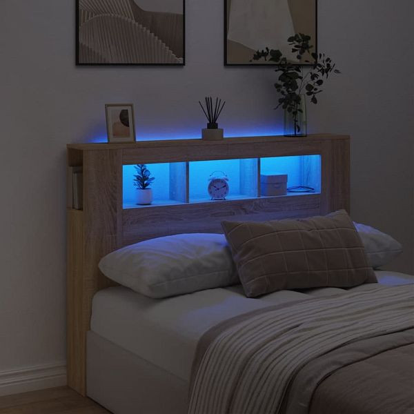 vidaXL LED-Kopfteil Sonoma Eiche 140x18,5x103,5 cm Holzwerkstoff, 837346