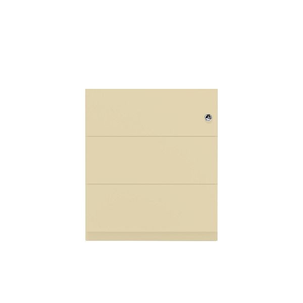 Bisley Rollcontainer Note™, 3 Schubladen, Tiefe 775 mm, Griffleiste, 606 creme, NWA79M7BBB606