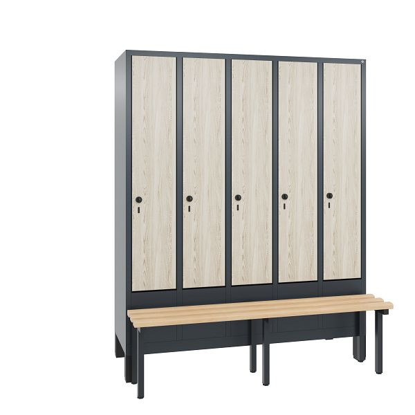 C+P Spind Evolo, 5 Abteile, H1850xB1480xT815 mm, Anthrazit/HPL Esche, 48030-50 S10140