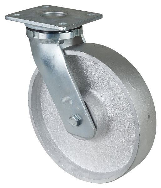 BS Rollen Schwerlastrolle mit Feststeller, Breite 54 mm, Ø250 mm, bis 1400 kg, Lauffläche Guss, Radkörper Guss, Kugellager, RR120.C81.250