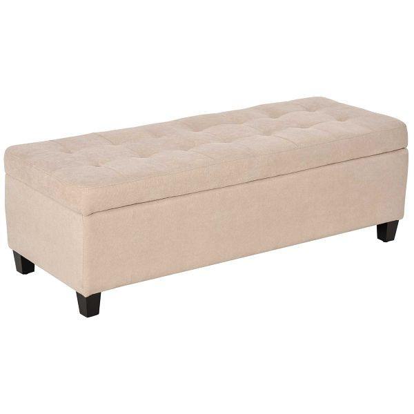 HOMCOM Polsterbank mit Stauraum, Knopfheftung, bis 120 kg, 125 x 49 x 41,5 cm, Beige, 833-150V02BG