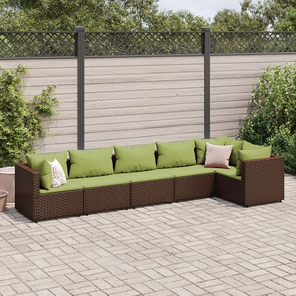 vidaXL 6-teilig Garten-Lounge-Set mit Kissen Braun Poly Rattan, 3308110