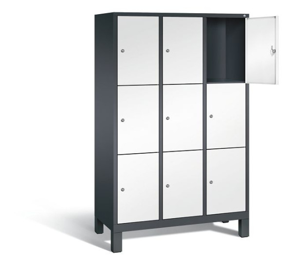 C+P Schließfachschrank Evolo, H1850xB1200xT500mm, Farbe: Schwarzgrau / Verkehrsweiß, 48010-323 S10160