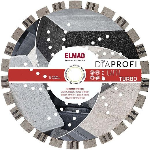 ELMAG DiaProfi-Diamantscheibe UNI-TURBO Ø300mm, Bohrung: 25,4mm (für Trocken- und Nassschnitt), 62261