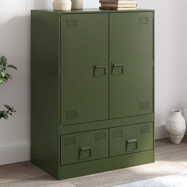 vidaXL Highboard Olivgrün 67x39x95 cm Stahl, 841809, 8721012427020