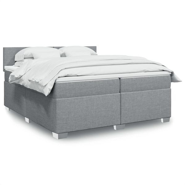 vidaXL Boxspringbett mit Matratze Hellgrau 200x200 cm Stoff, 3285988