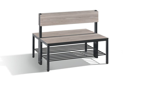C+P Doppelseitige Sitzbank mit Rückenlehne, Basic Plus, H796xB1000xT760mm, 8060-410 S10003