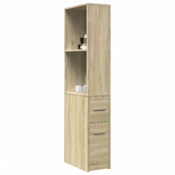 vidaXL Badschrank Schmal mit Rollen Sonoma-Eiche Holzwerkstoff, 855297