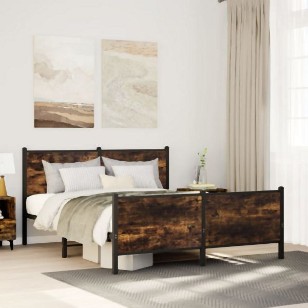vidaXL Metallbett ohne Matratze Räuchereiche 160x200 cm, 3301354