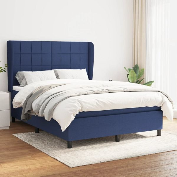 vidaXL Boxspringbett mit Matratze Blau 140x190 cm Stoff, 3127963