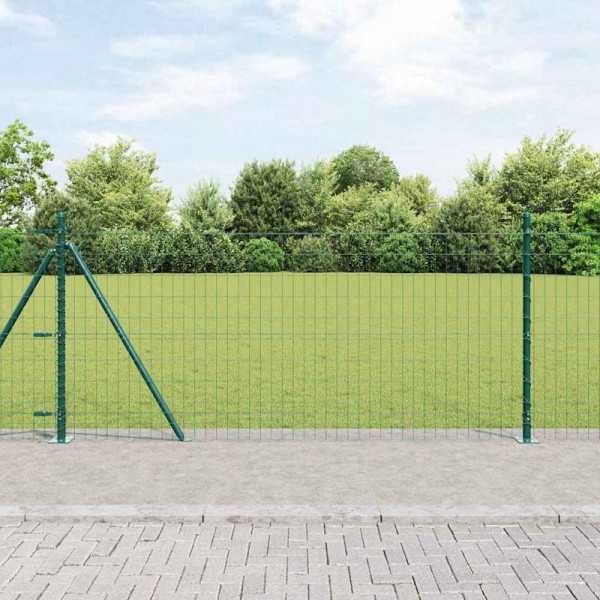 vidaXL Zaun mit Pfosten Grün 1 x 25 m Stahl, 3350854