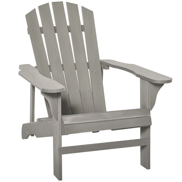 Outsunny Adirondack Stuhl wetterfest Adirondack Chair aus Holz Outdoor Gartenstuhl mit Hoher Rückenlehne Armlehnen, 84B-496