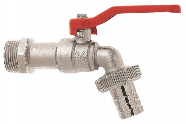 GEKA-Kugelauslaufventil, 1/2" MS Ni mit rotem Griff, VE: 10 Stück, 35.3001